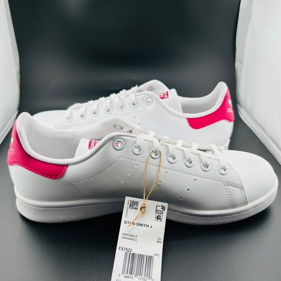 Adidas Stan Smith J Big Kids' Sneakers White Cloud / Bold Pink FX7522 Sz 7 - Picture 6 of 7